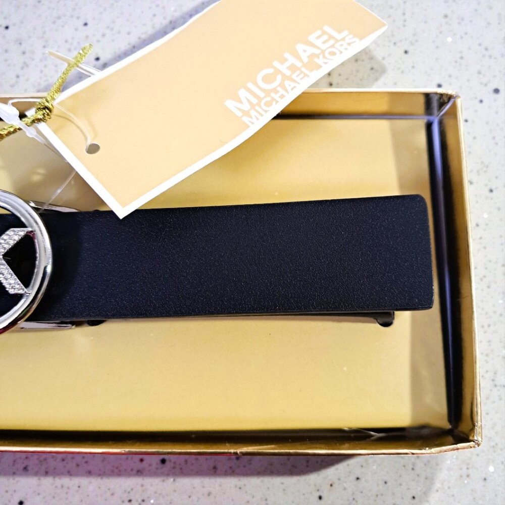 Michael Kors Women’s Black 25MM S/M Rhinestone Pave Logo Belt NWT - Picture 4 of 11